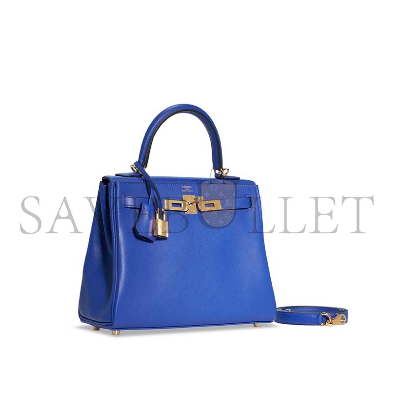 HERMÈS MASTER A BLEU ÉLECTRIQUE SWIFT LEATHER RETOURNÉ KELLY 28 WITH GOLD HARDWARE (28*22*10cm) 